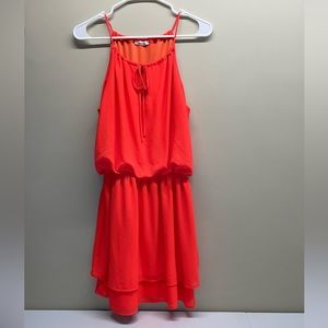 Caramela Bright Orange Front Tie Dress